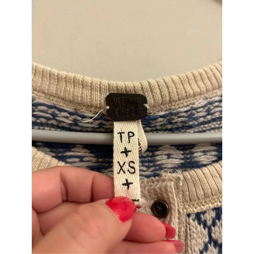 We the Free Cabin in the woods thermal/knitted henley neck top Oversized XS mixe - Picture 3 of 10